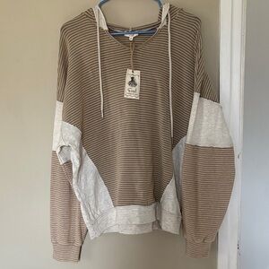 Easel Brown and Cream Striped Hoodie